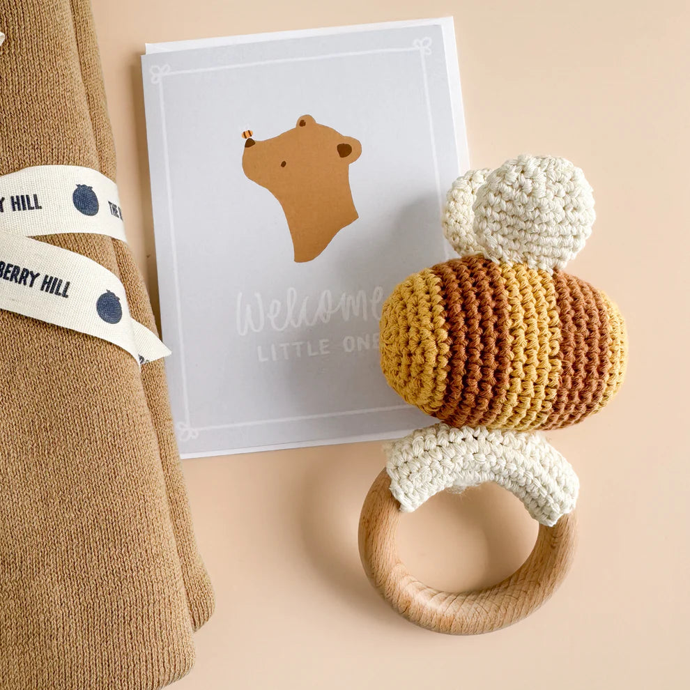Welcome Little One Bee Bear Greeting Card