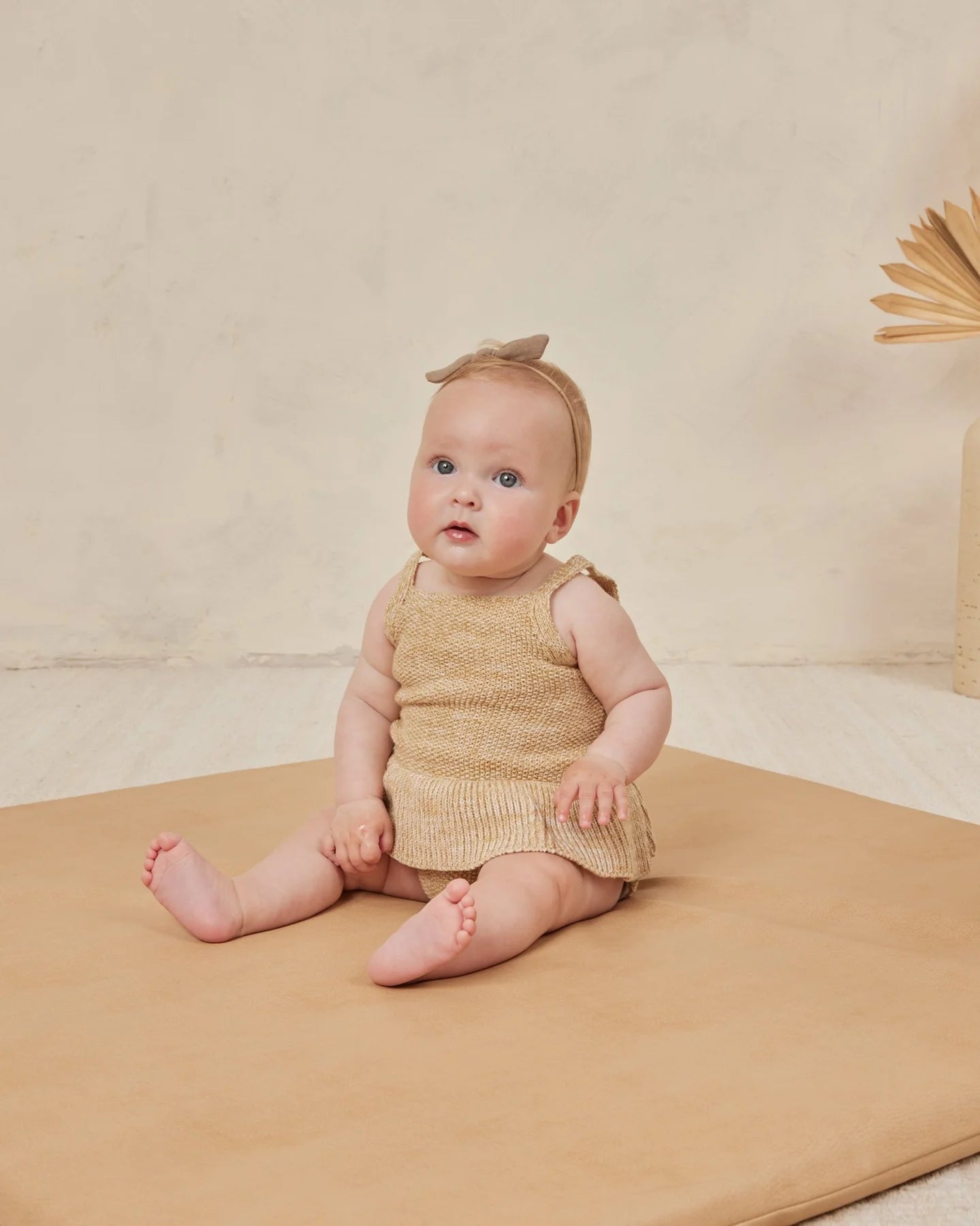 Knit Ruffled Romper | Heathered Honey