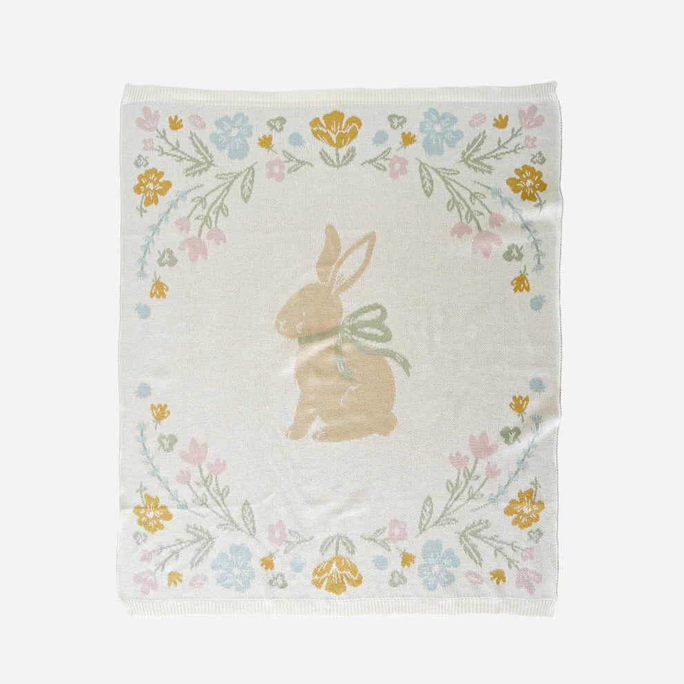 Pastel Floral Bunny Blanket l Organic Cotton - Pastel