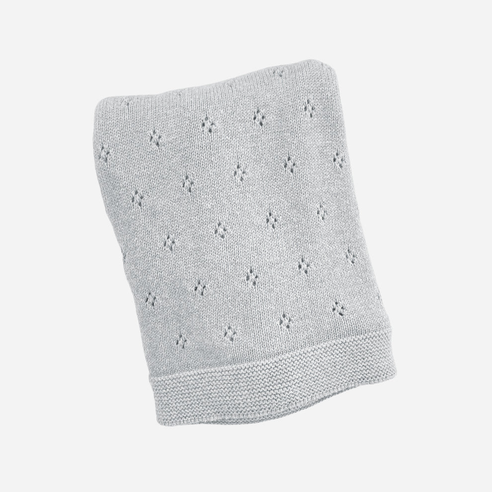 Heirloom Pique Blanket, Light Grey l Organic Cotton - Grey