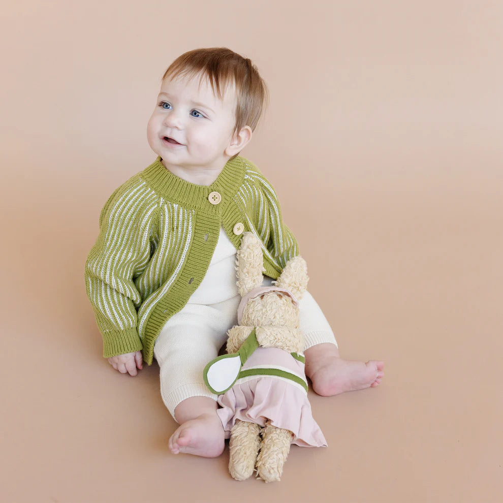 Green Cotton Brioche Cardigan
