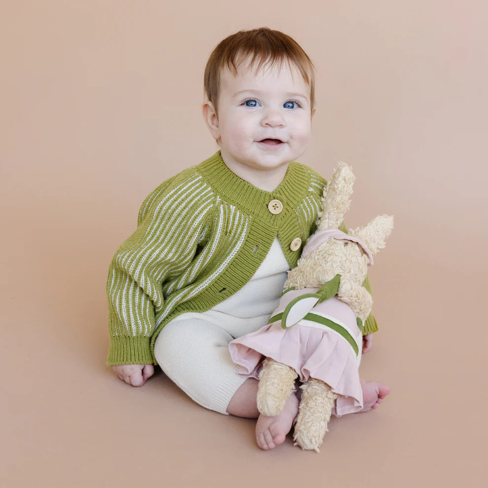 Green Cotton Brioche Cardigan