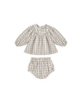 Mia Top + Bloomer Set l Blue Plaid