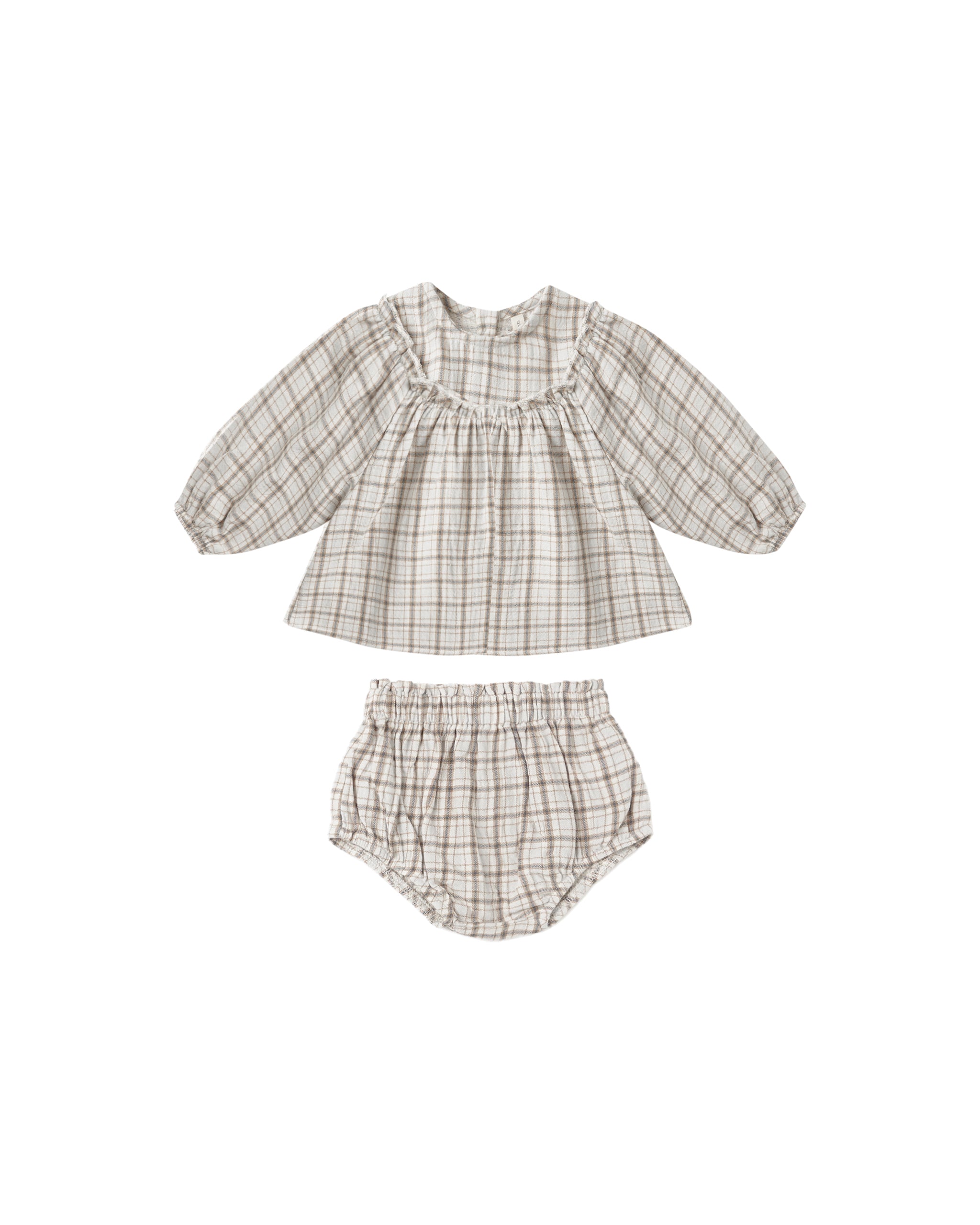Mia Top + Bloomer Set l Blue Plaid