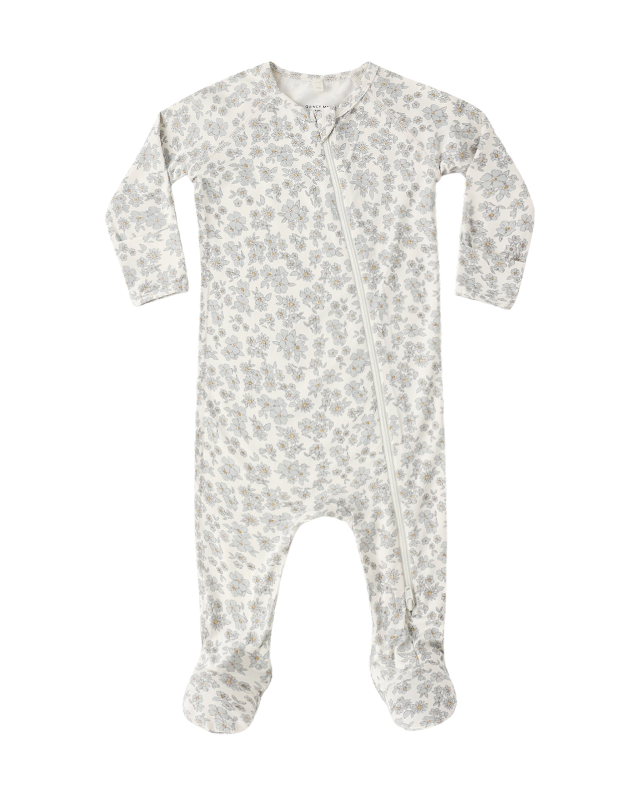 Bamboo Zip Footie l Blue Floral