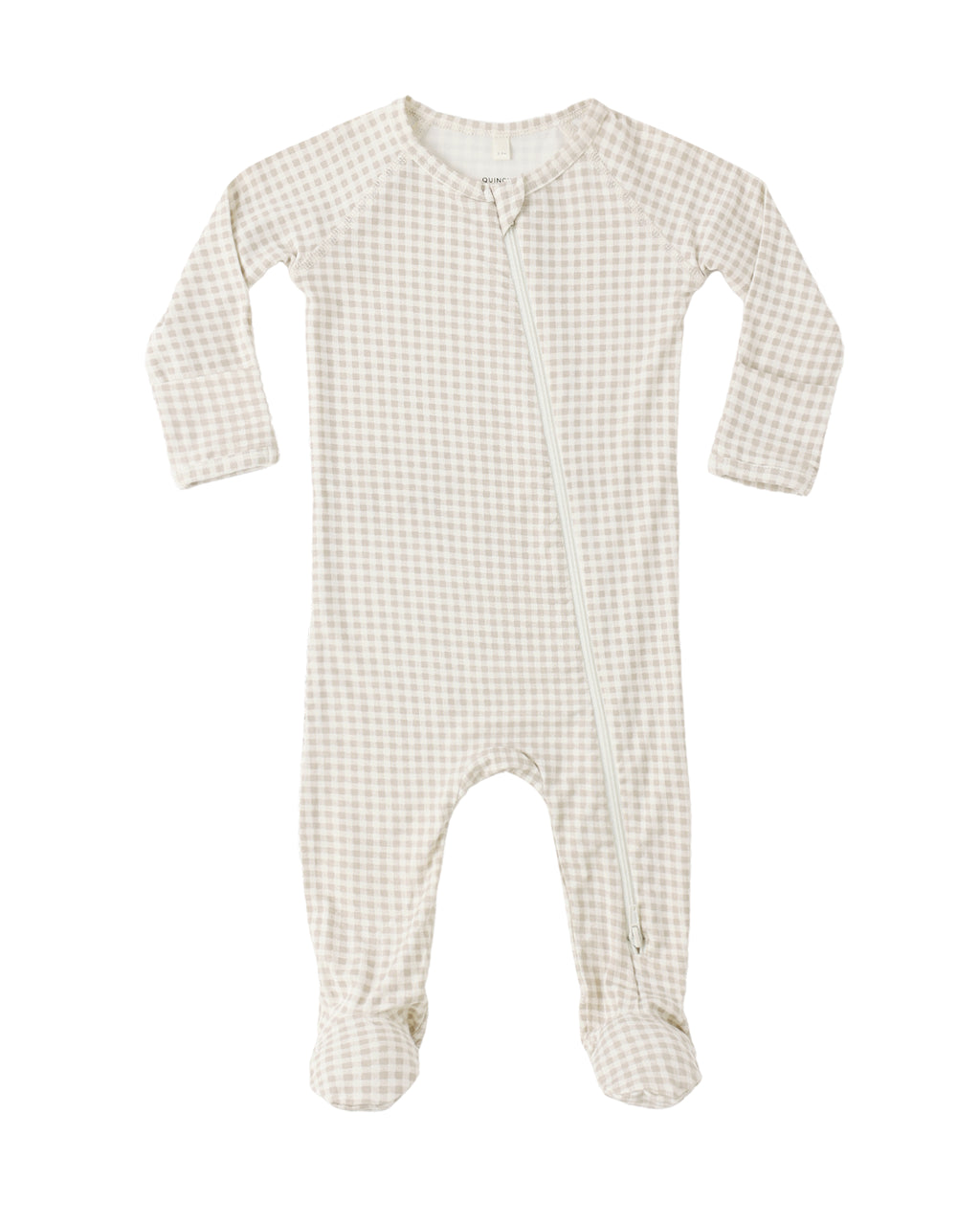Bamboo Zip Footie l Oat Gingham