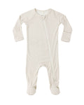 Bamboo Zip Footie l Oat Gingham