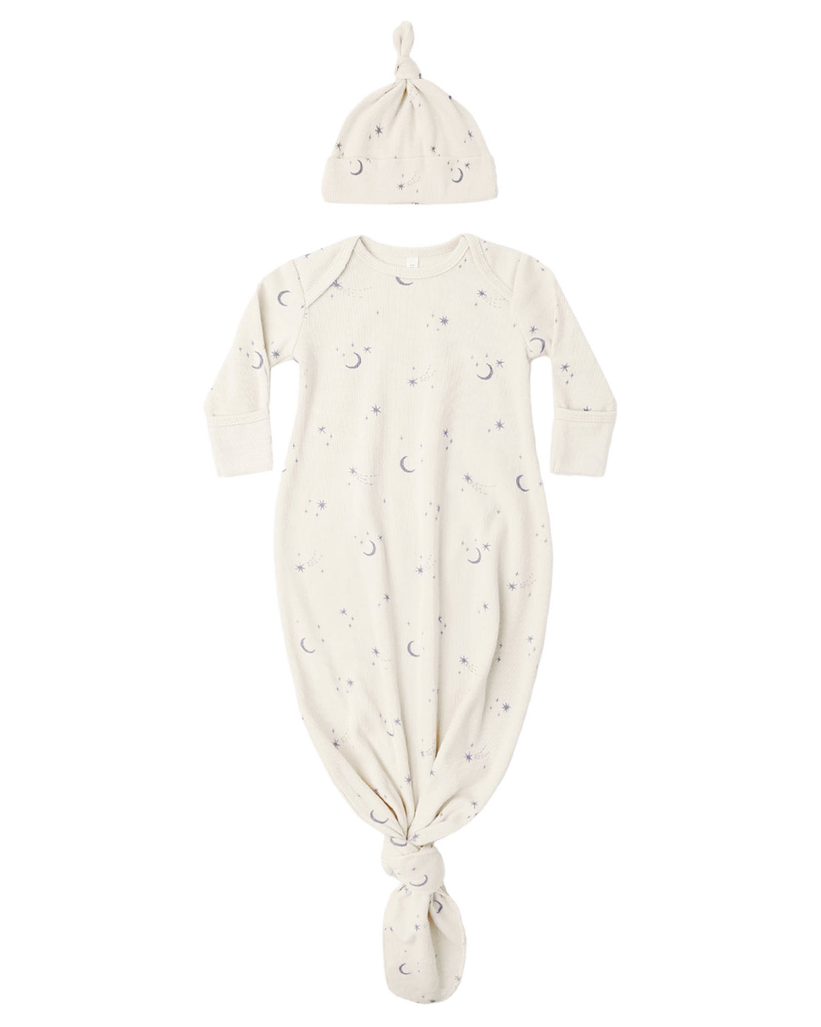 Knotted Baby Gown & Hat Set | Celestial