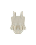 Smocked One-Piece Swimsuit | Blue + Butterscotch Stripe
